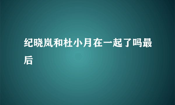 纪晓岚和杜小月在一起了吗最后