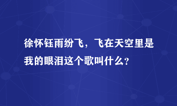 徐怀钰雨纷飞，飞在天空里是我的眼泪这个歌叫什么？