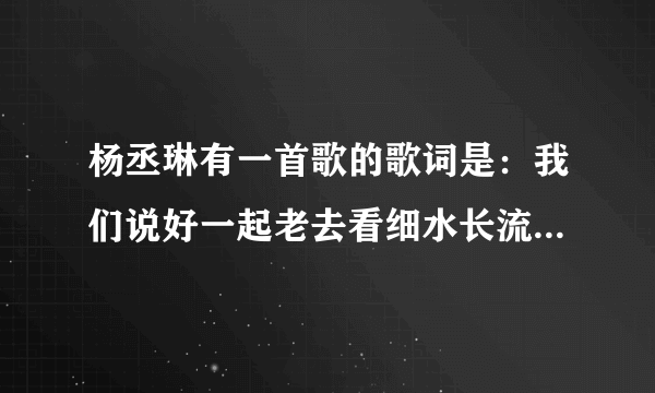 杨丞琳有一首歌的歌词是：我们说好一起老去看细水长流叫什么歌名