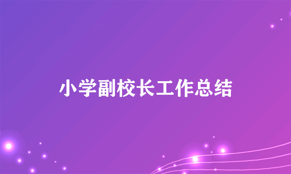 小学副校长工作总结