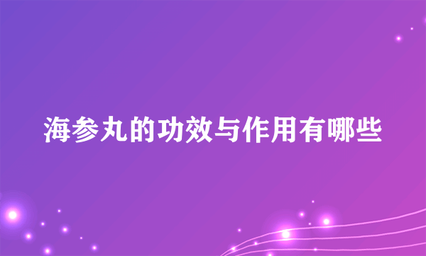 海参丸的功效与作用有哪些