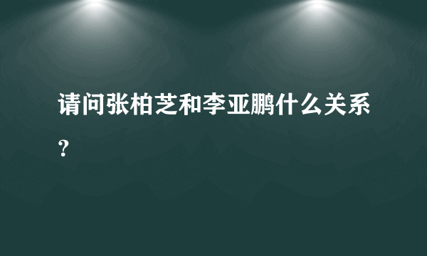 请问张柏芝和李亚鹏什么关系？