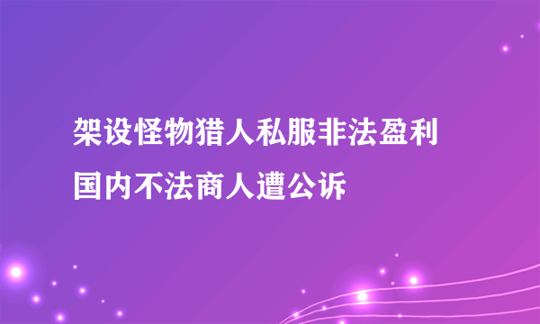 架设怪物猎人私服非法盈利 国内不法商人遭公诉