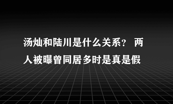 汤灿和陆川是什么关系？ 两人被曝曾同居多时是真是假