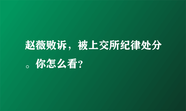 赵薇败诉，被上交所纪律处分。你怎么看？