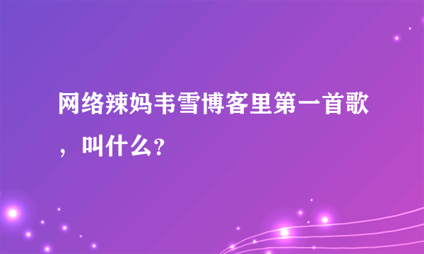 网络辣妈韦雪博客里第一首歌，叫什么？