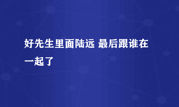 好先生里面陆远 最后跟谁在一起了