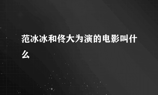 范冰冰和佟大为演的电影叫什么