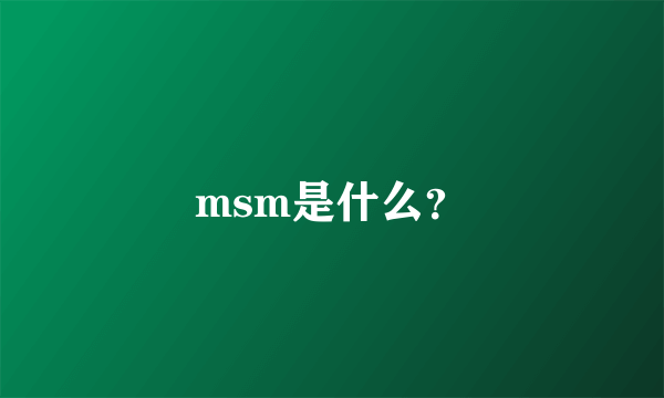 msm是什么？