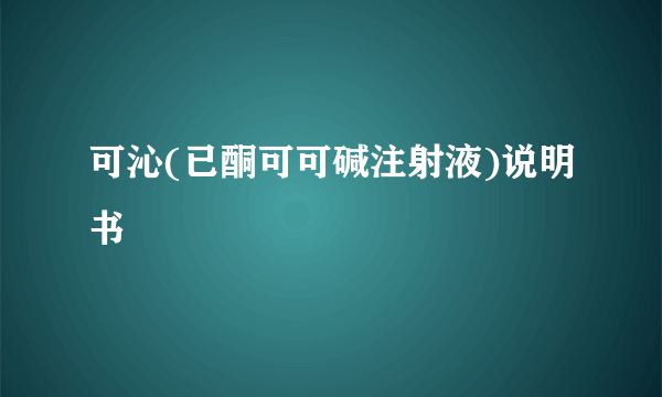 可沁(已酮可可碱注射液)说明书