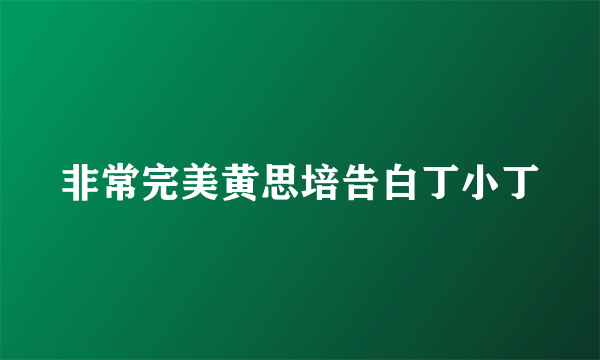 非常完美黄思培告白丁小丁