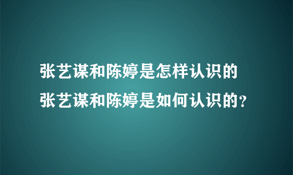 张艺谋和陈婷是怎样认识的 张艺谋和陈婷是如何认识的？