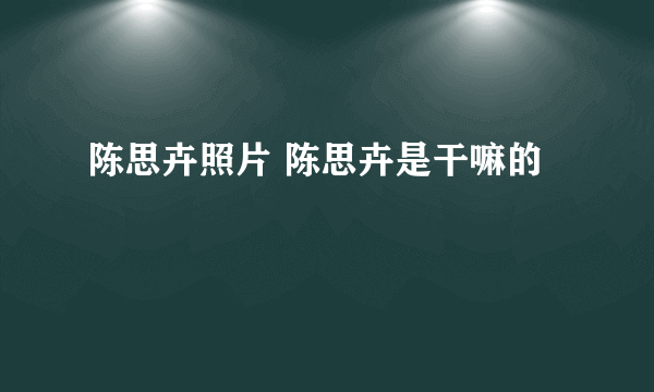 陈思卉照片 陈思卉是干嘛的