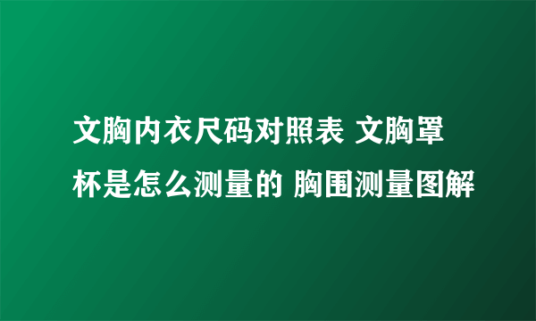 文胸内衣尺码对照表 文胸罩杯是怎么测量的 胸围测量图解