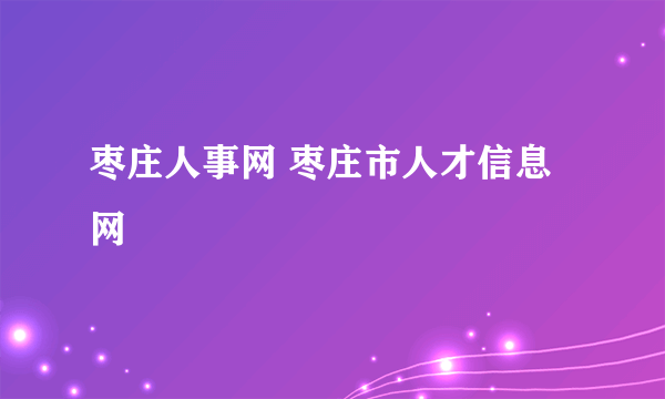 枣庄人事网 枣庄市人才信息网