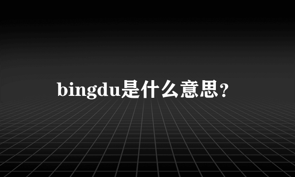 bingdu是什么意思？