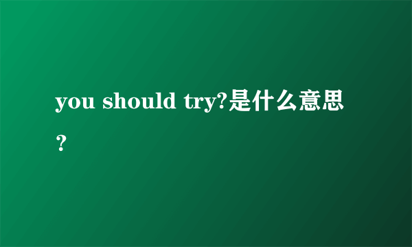 you should try?是什么意思？