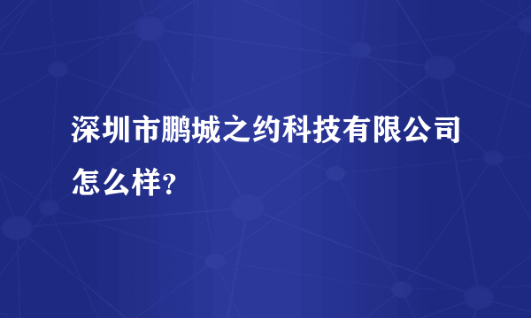 深圳市鹏城之约科技有限公司怎么样？