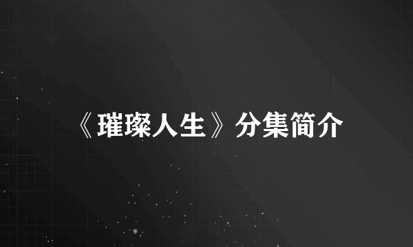 《璀璨人生》分集简介