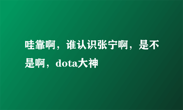 哇靠啊，谁认识张宁啊，是不是啊，dota大神