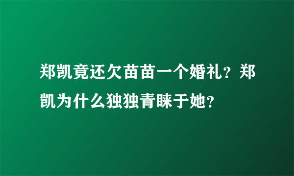 郑凯竟还欠苗苗一个婚礼？郑凯为什么独独青睐于她？