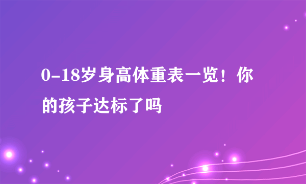 0-18岁身高体重表一览！你的孩子达标了吗