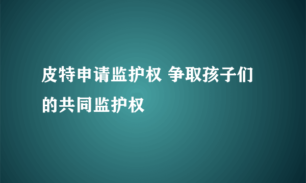 皮特申请监护权 争取孩子们的共同监护权