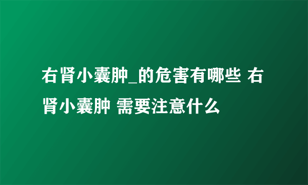 右肾小囊肿_的危害有哪些 右肾小囊肿 需要注意什么