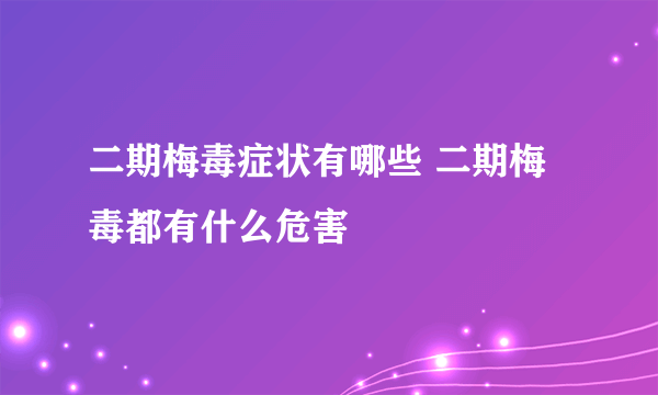 二期梅毒症状有哪些 二期梅毒都有什么危害