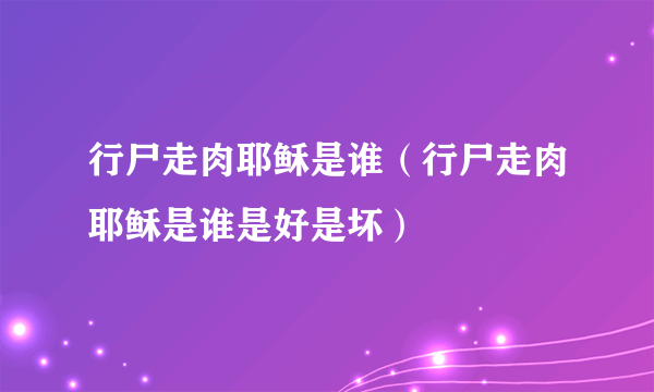 行尸走肉耶稣是谁（行尸走肉耶稣是谁是好是坏）