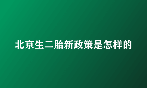 北京生二胎新政策是怎样的