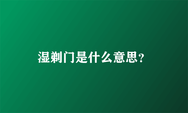 湿剃门是什么意思？