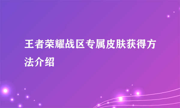 王者荣耀战区专属皮肤获得方法介绍