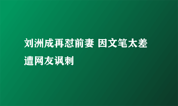 刘洲成再怼前妻 因文笔太差遭网友讽刺