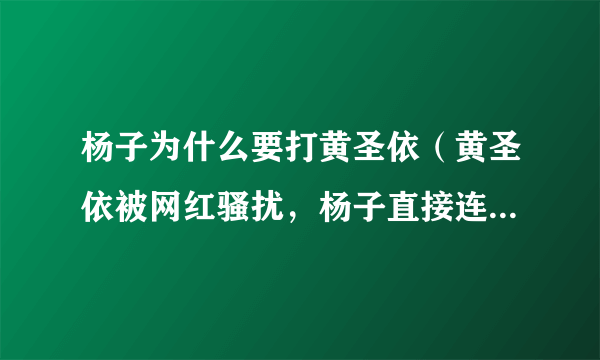 杨子为什么要打黄圣依（黄圣依被网红骚扰，杨子直接连麦互怼，这究竟是怎么回事）百科