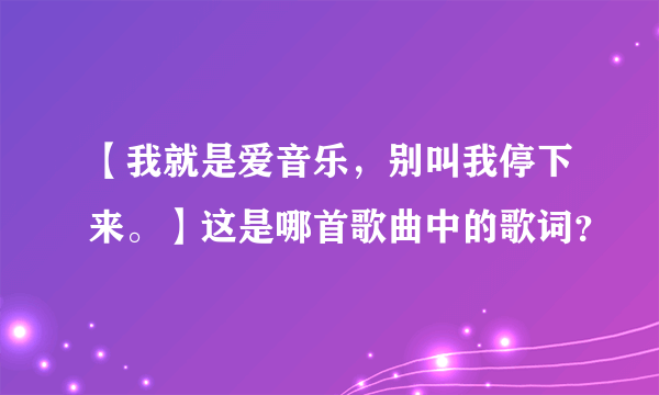 【我就是爱音乐，别叫我停下来。】这是哪首歌曲中的歌词？