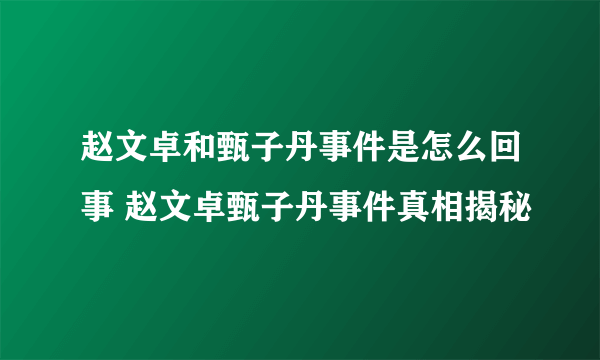 赵文卓和甄子丹事件是怎么回事 赵文卓甄子丹事件真相揭秘