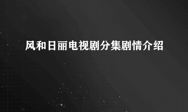 风和日丽电视剧分集剧情介绍