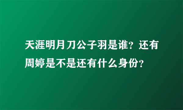 天涯明月刀公子羽是谁？还有周婷是不是还有什么身份？