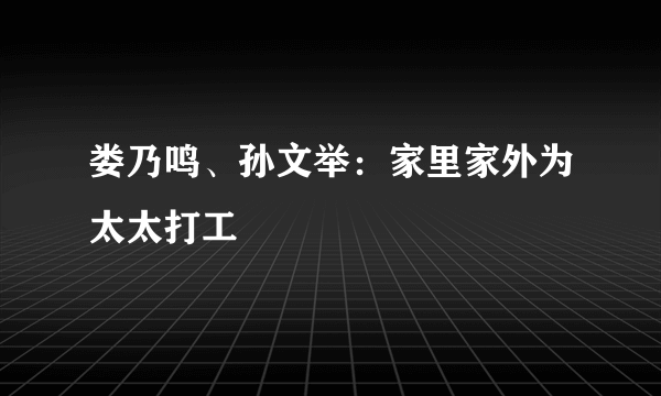 娄乃鸣、孙文举：家里家外为太太打工