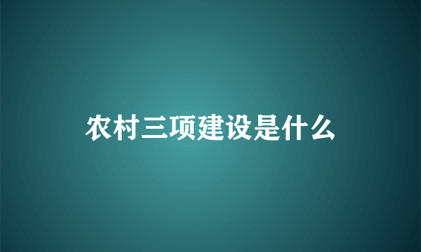 农村三项建设是什么