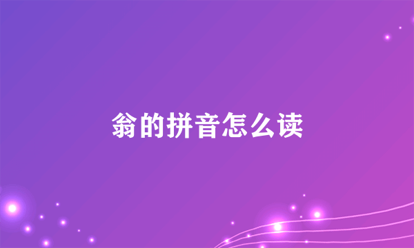 翁的拼音怎么读