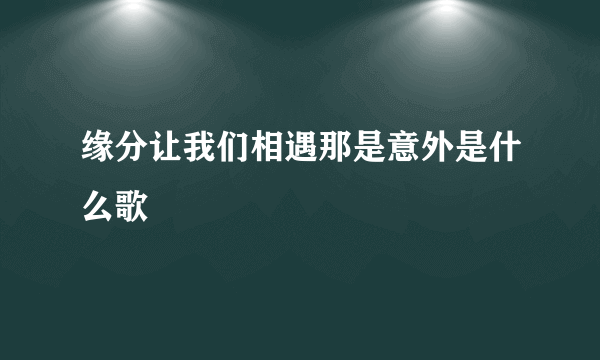 缘分让我们相遇那是意外是什么歌