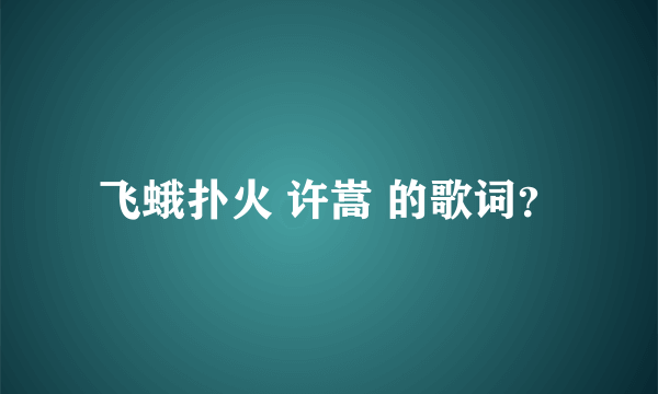 飞蛾扑火 许嵩 的歌词？