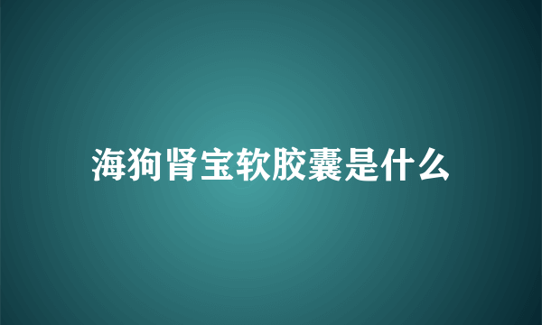 海狗肾宝软胶囊是什么