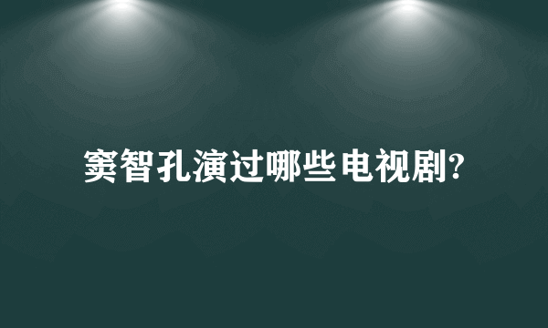 窦智孔演过哪些电视剧?