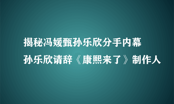 揭秘冯媛甄孙乐欣分手内幕 孙乐欣请辞《康熙来了》制作人