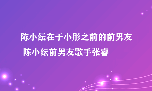 陈小纭在于小彤之前的前男友 陈小纭前男友歌手张睿