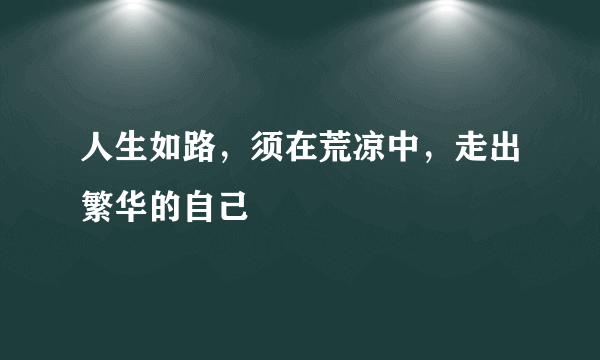 人生如路，须在荒凉中，走出繁华的自己