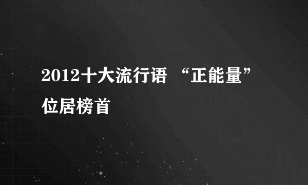 2012十大流行语 “正能量”位居榜首